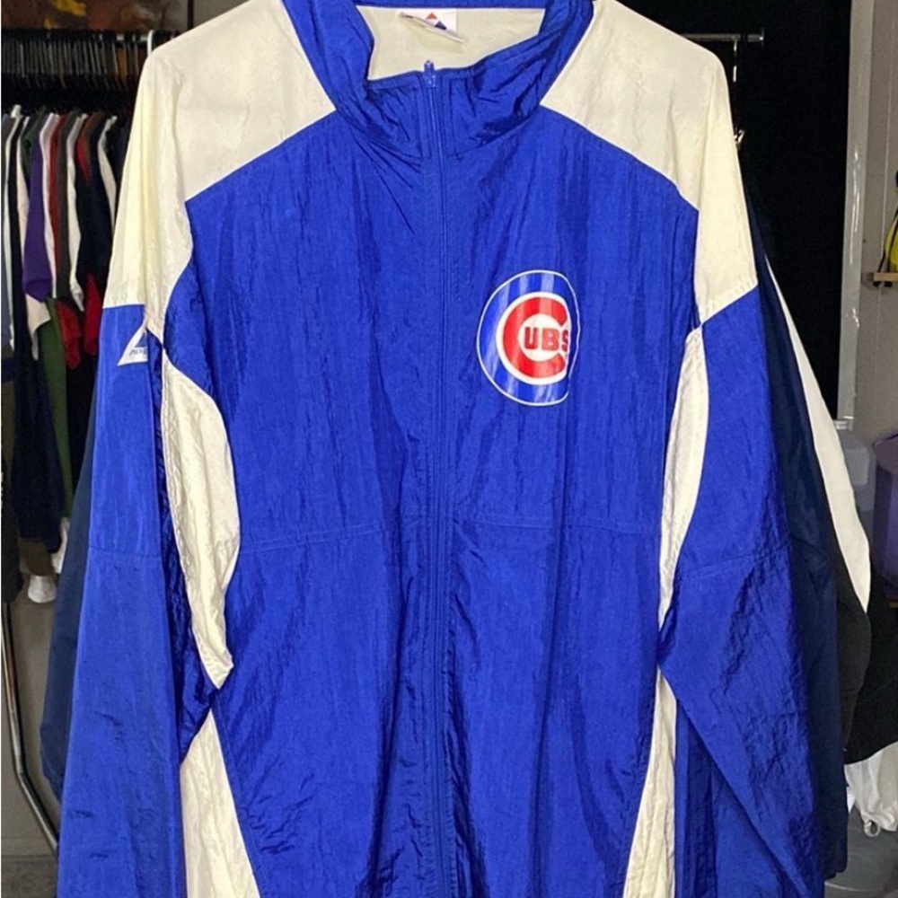 Vintage 90s Chicago Cubs Windbreaker Pullover Jacket Adult Large Zipper